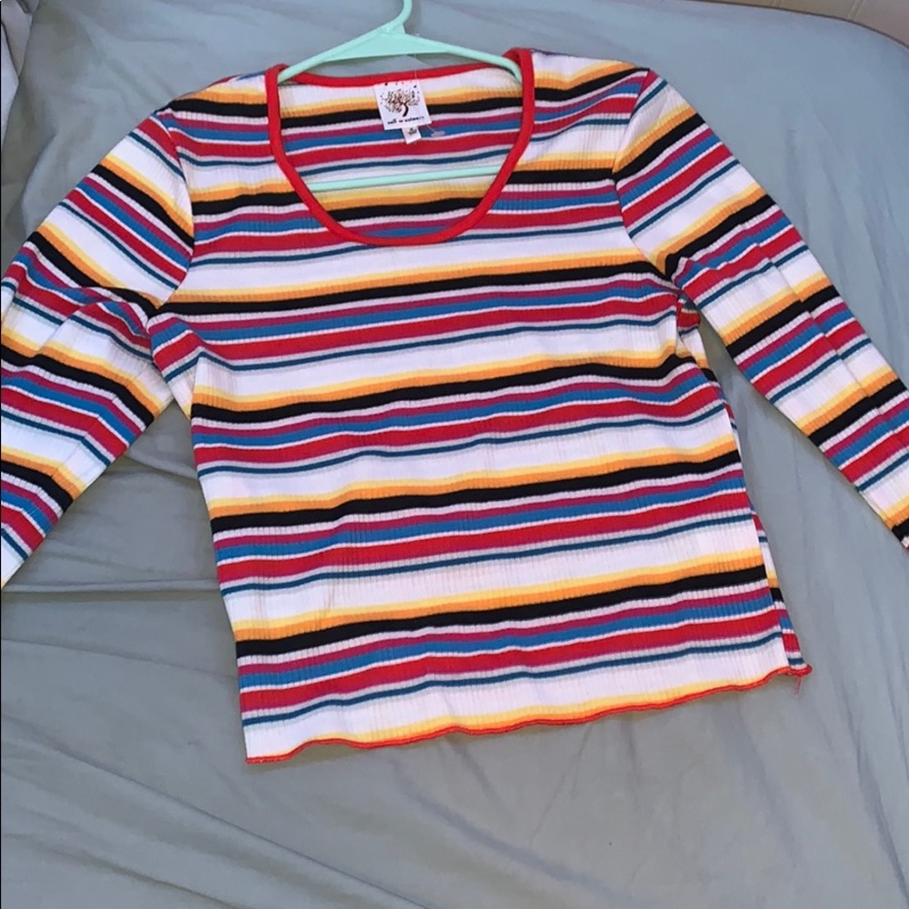 Long sleeve, colorful stripped shirt